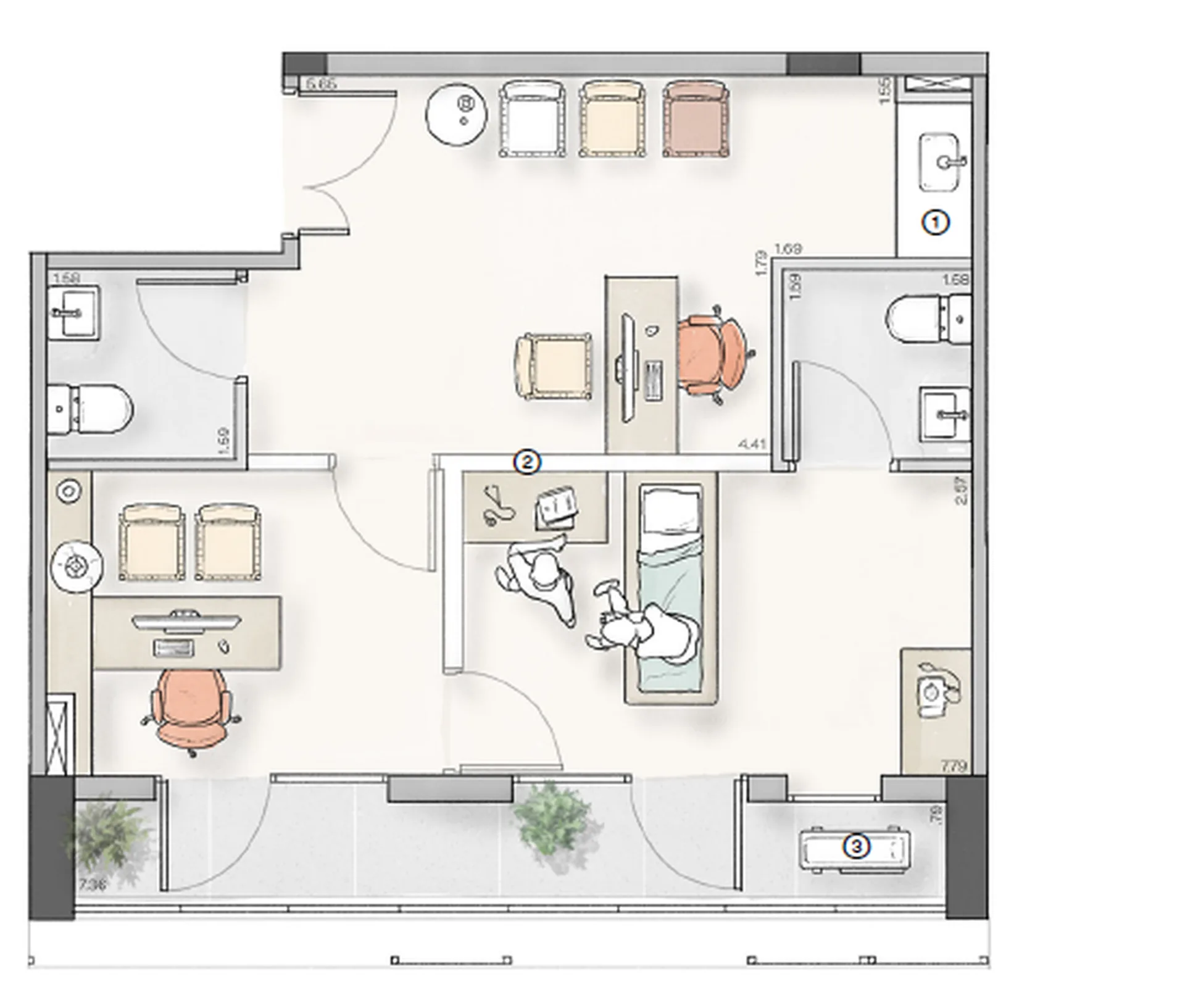 Planta do Lumi – Comercial em Jardim Paulista — 54 m²