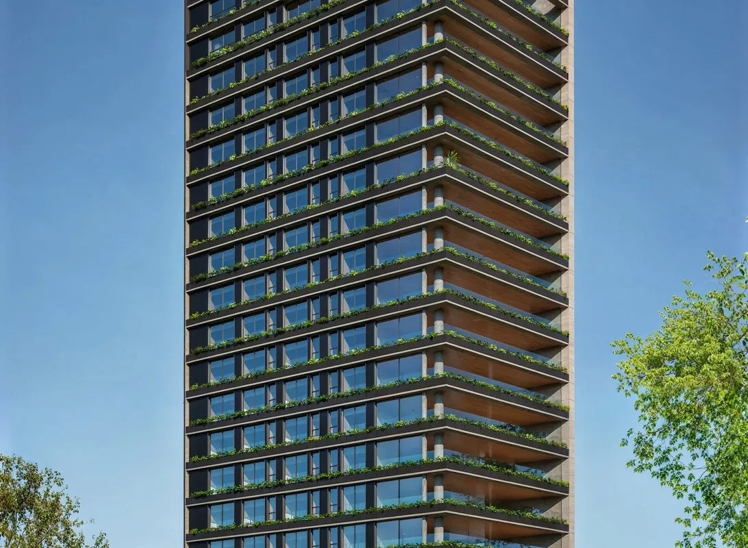 Fachada do Lux 600, lançamento em Vila Nova Conceição, São Paulo