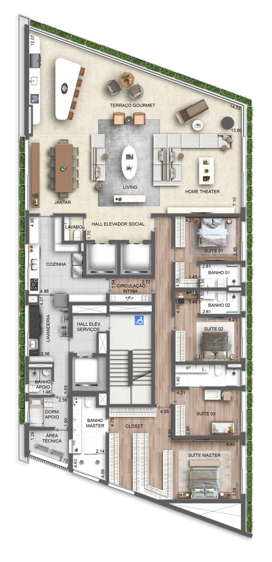 Planta do Lux 600 em Vila Nova Conceição — 4 dormitórios – 400 m²