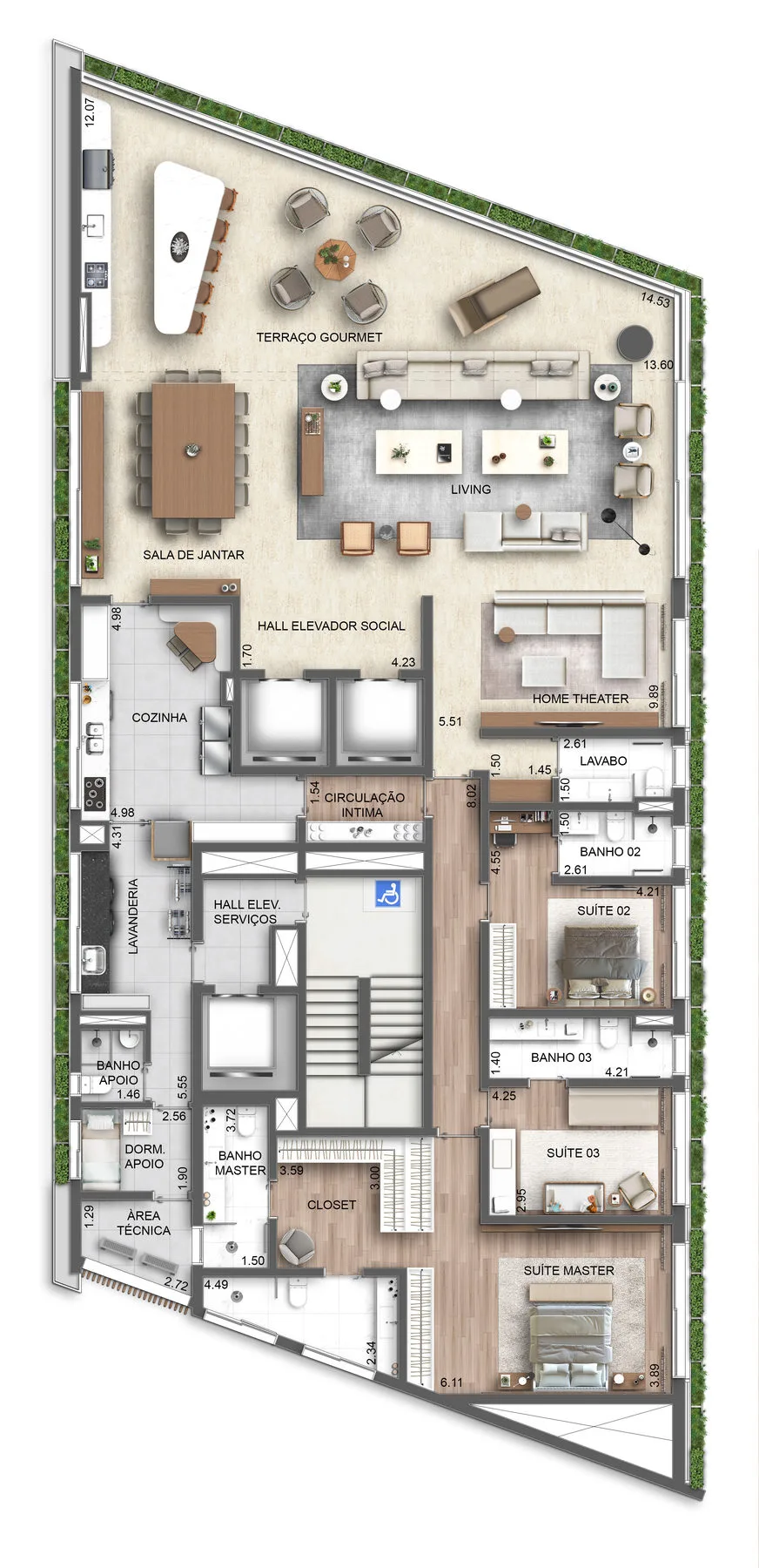 Planta do Lux 600 em Vila Nova Conceição — 3 dormitórios – 400 m²