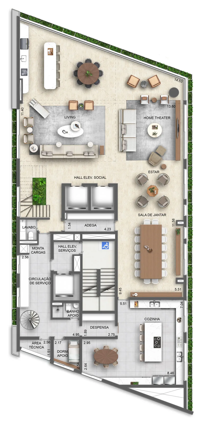 Planta do Lux 600 em Vila Nova Conceição — 4 dormitórios – 706 m² Duplex