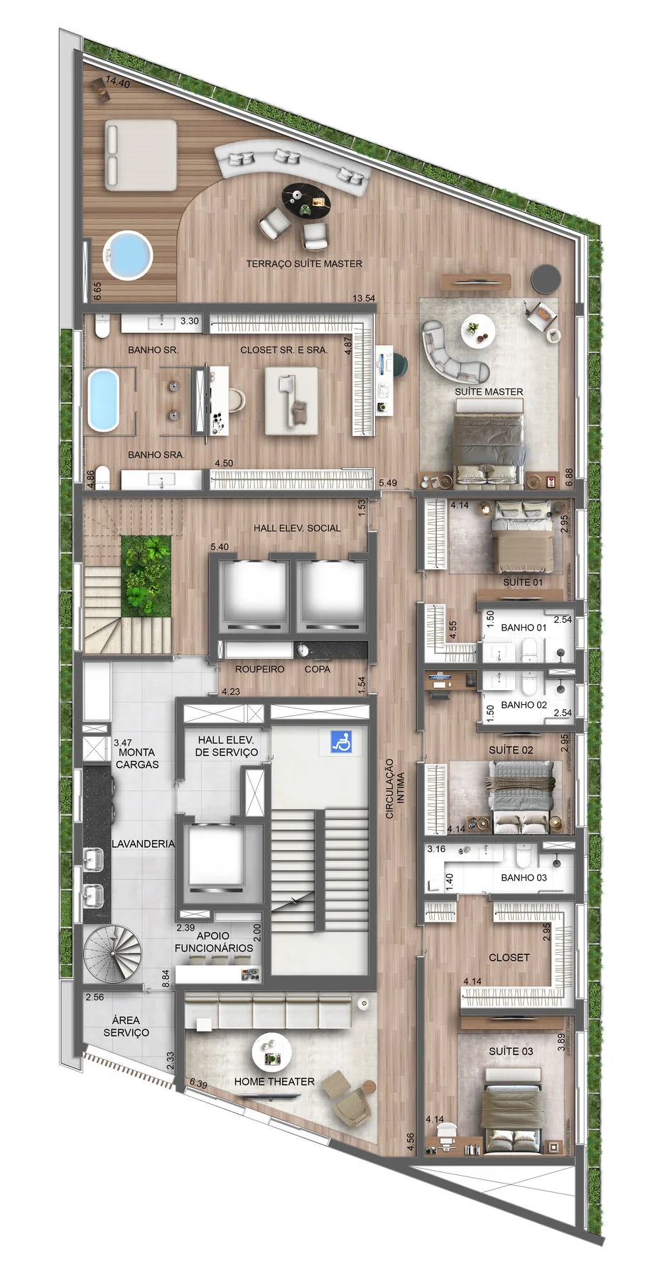 Planta do Lux 600 em Vila Nova Conceição — 4 dormitórios – 796 m² Cobertura
