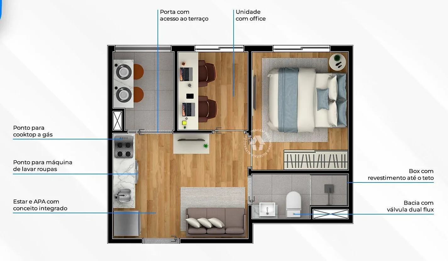 Planta do Metrocasa Vista Cupecê – NR – Fase 2 em Cupecê — 1 dormitório – 28 m²