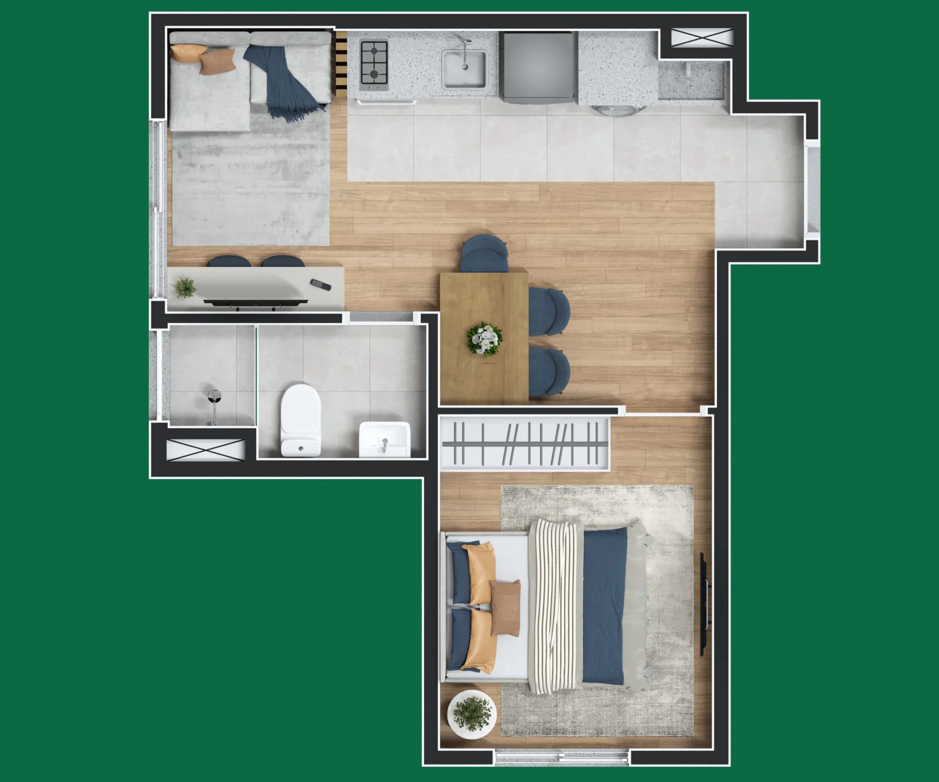 Planta do Mitz de Luca em Jabaquara — 1 dormitório – 29,76 m²