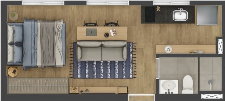 Planta do Mitz Matriz — 1 dormitório – 24 m² Studio