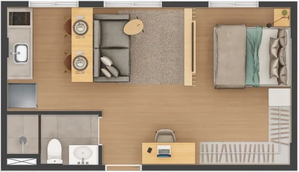 Planta do Mitz Matriz — 1 dormitório – 28 m² Studio