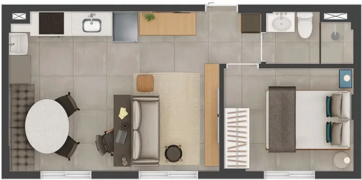 Planta do Mitz Matriz — 1 dormitório – 34 m²