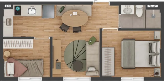 Planta do Mitz Matriz — 2 dormitórios – 34 m²