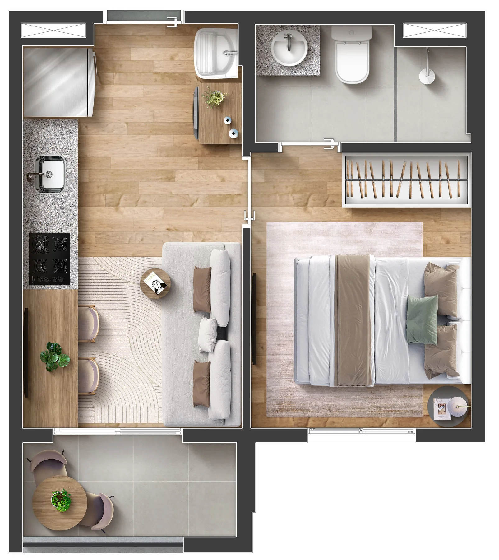 Planta do Mitz Vila Sônia — 1 dormitório – 26,78 m²