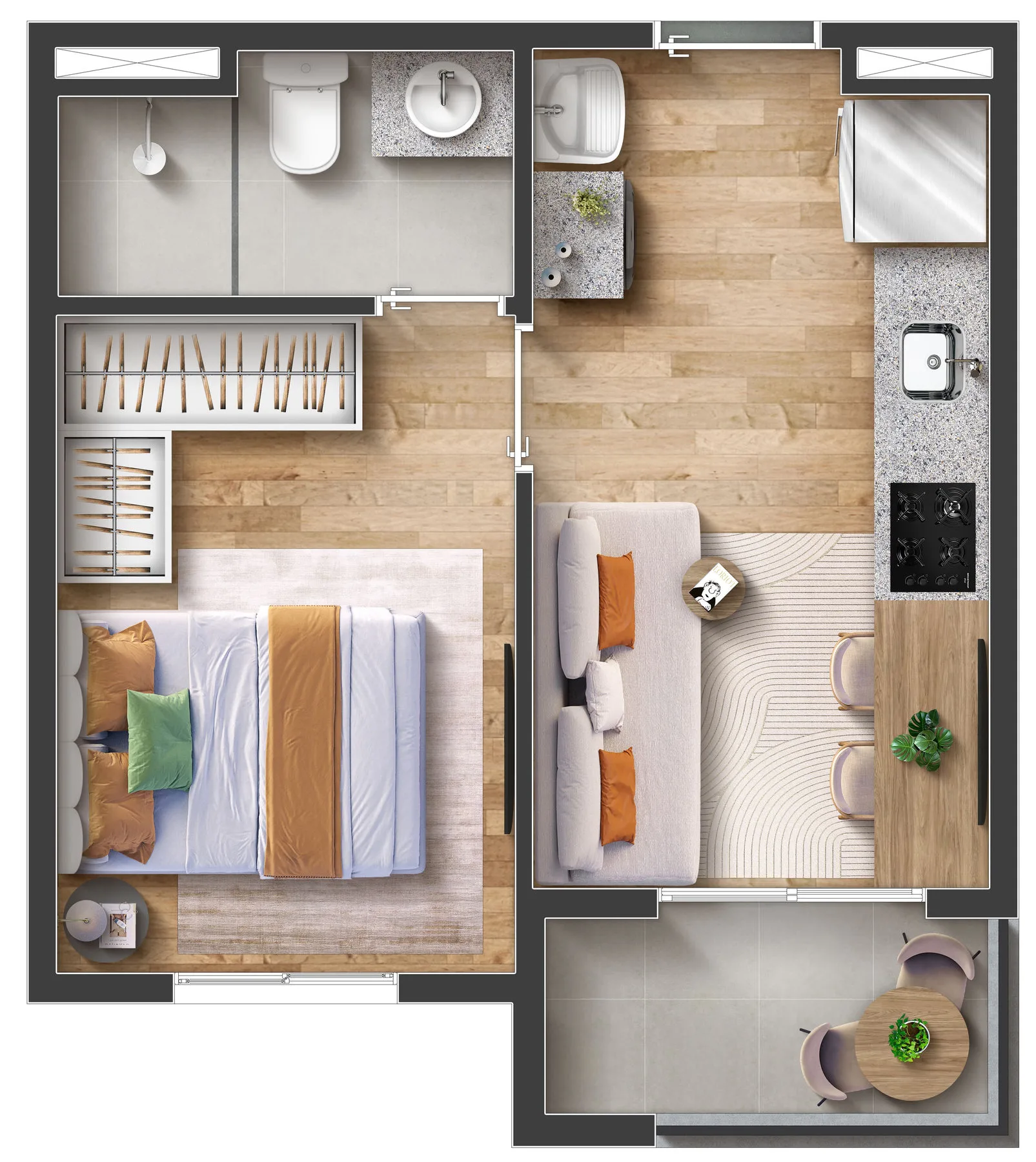 Planta do Mitz Vila Sônia — 1 dormitório – 27,57 m²