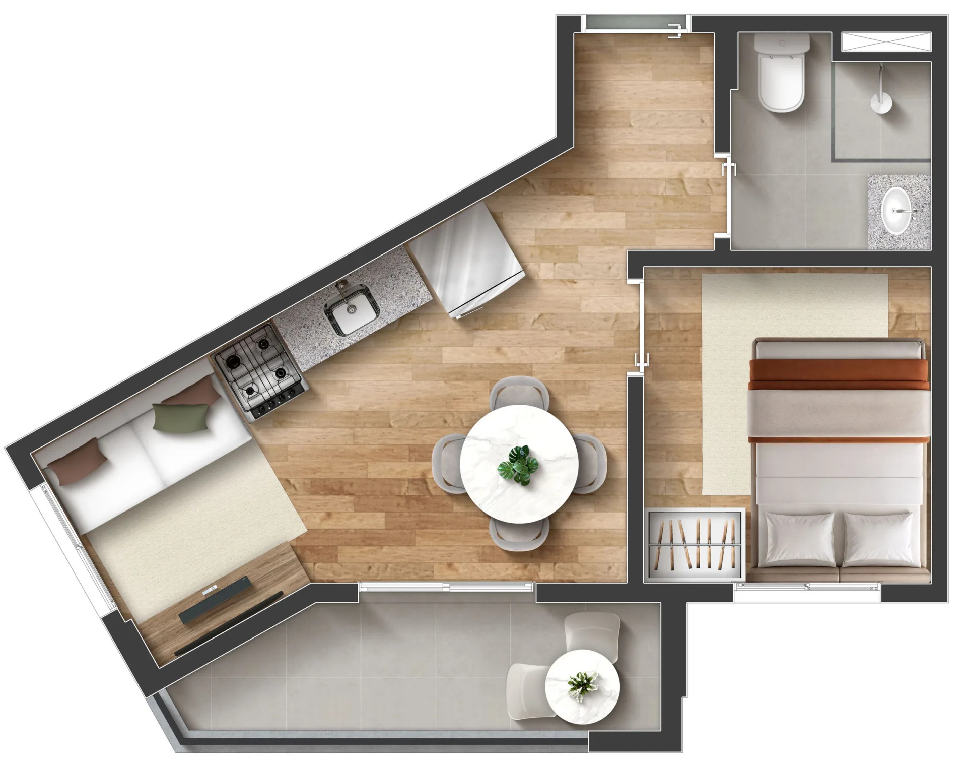 Planta do Mitz Vila Sônia — 1 dormitório – 30,07 m²