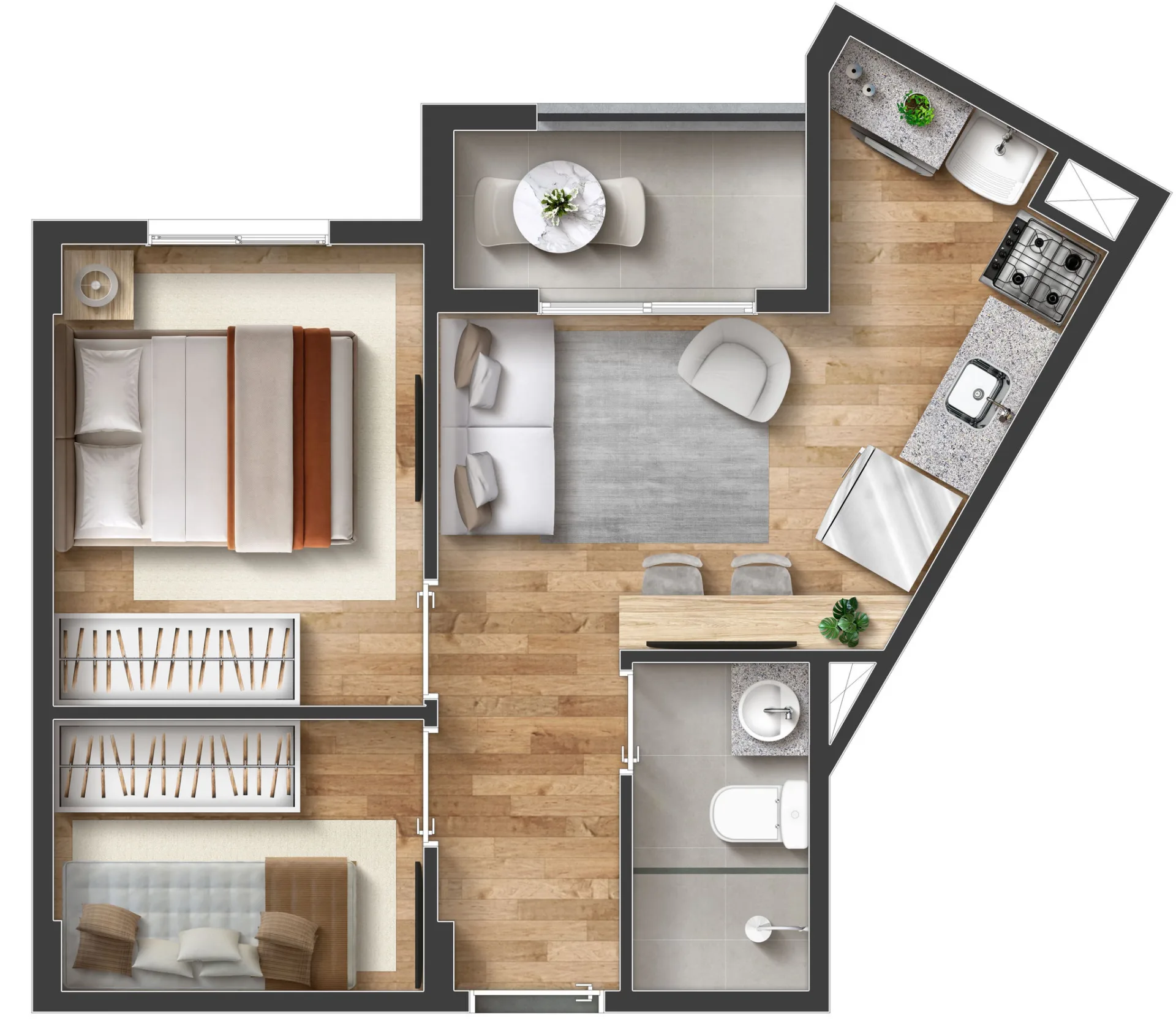 Planta do Mitz Vila Sônia — 1 dormitório – 33,54 m²
