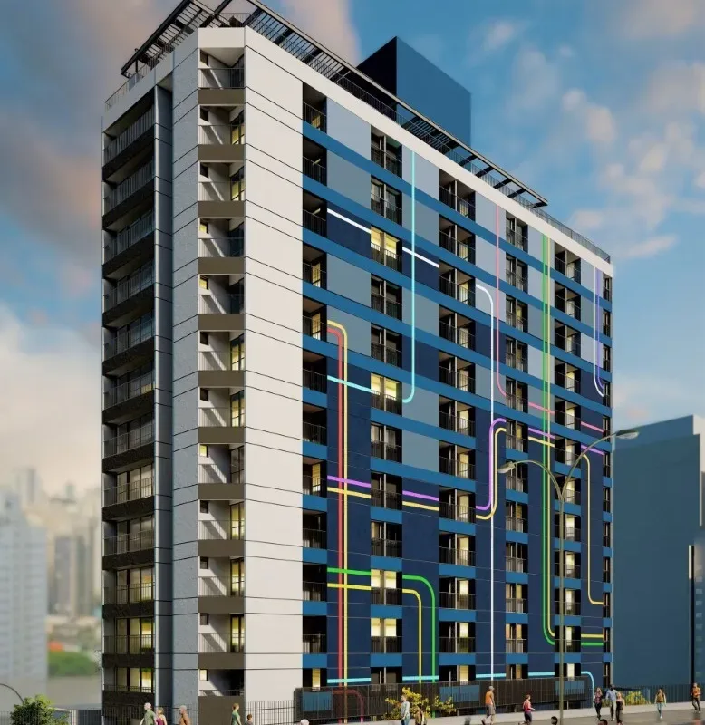 Fachada do Nurban Santa Cecília, lançamento em Santa Cecília, São Paulo