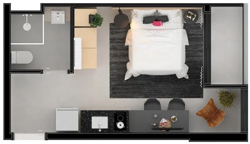 Planta do ON Vila Olímpia em Vila Olímpia — 1 dormitório – 24 m² Studio