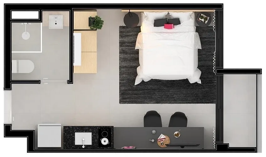 Planta do ON Vila Olímpia em Vila Olímpia — 1 dormitório – 33,23 m² Studio