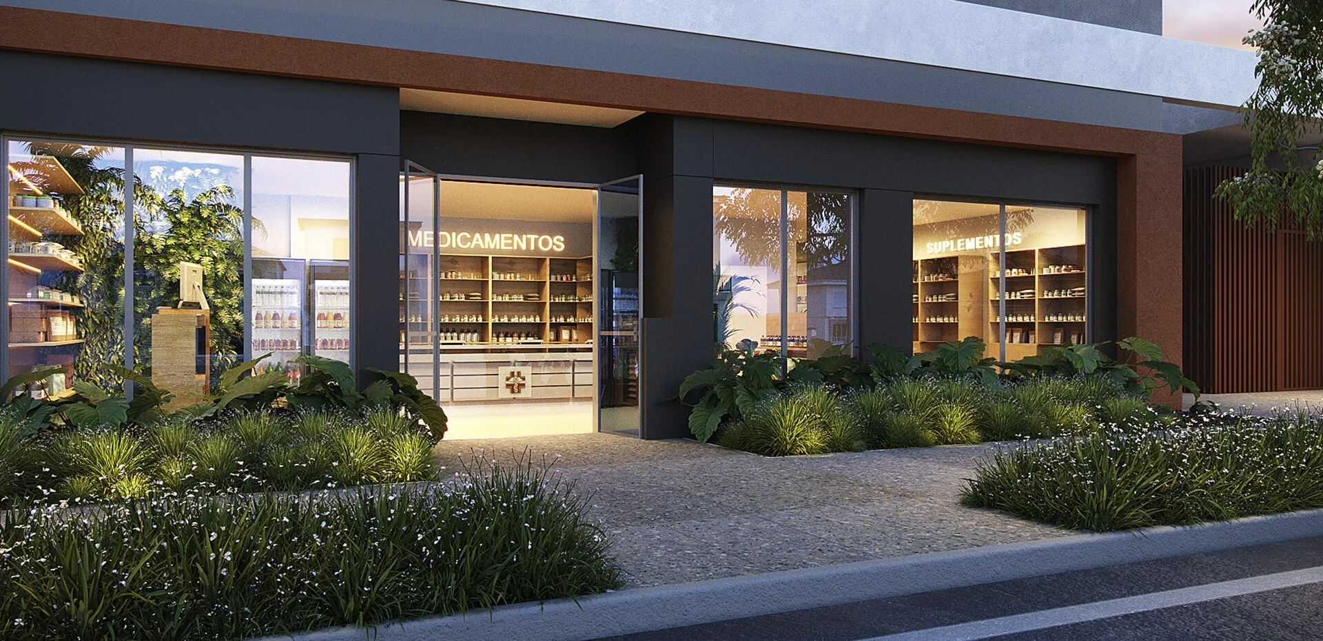 Fachada do Origem Guilhermina – Comercial, lançamento em Vila Guilhermina, São Paulo