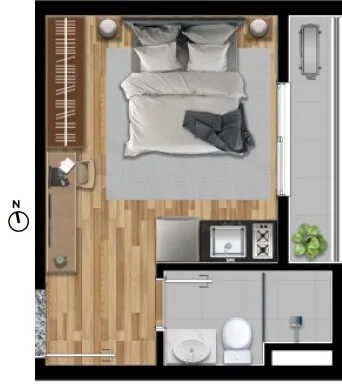 Planta do Panorama Patriarca em Cidade Patriarca — 1 dormitório – 20 m² Studio