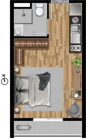 Planta do Panorama Patriarca em Cidade Patriarca — 1 dormitório – 25 m² Studio