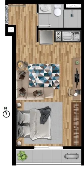Planta do Panorama Patriarca em Cidade Patriarca — 1 dormitório – 31 m² Studio