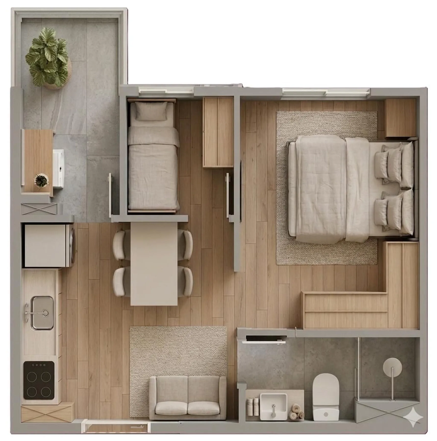 Planta do Parque Milos — 1 dormitório – 31,23 m²