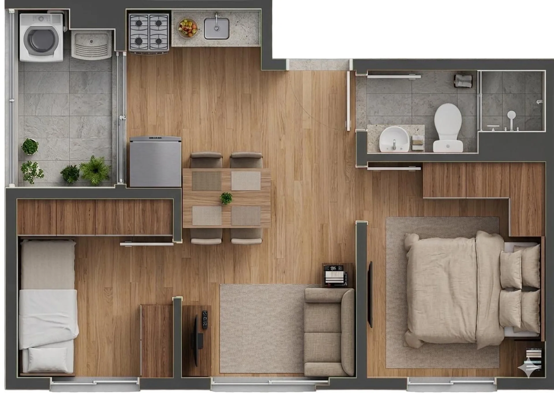 Planta do Parque Milos — 2 dormitórios – 35,11 m²