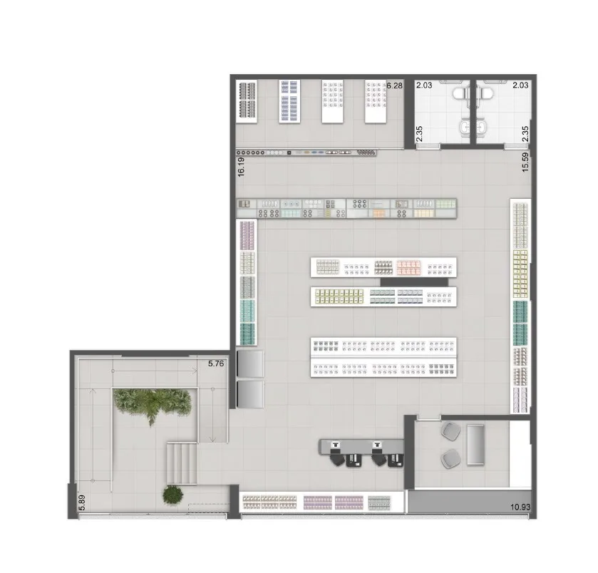 Planta do Raízes Reserve – Comercial em Vila Prudente — 224,25 m²