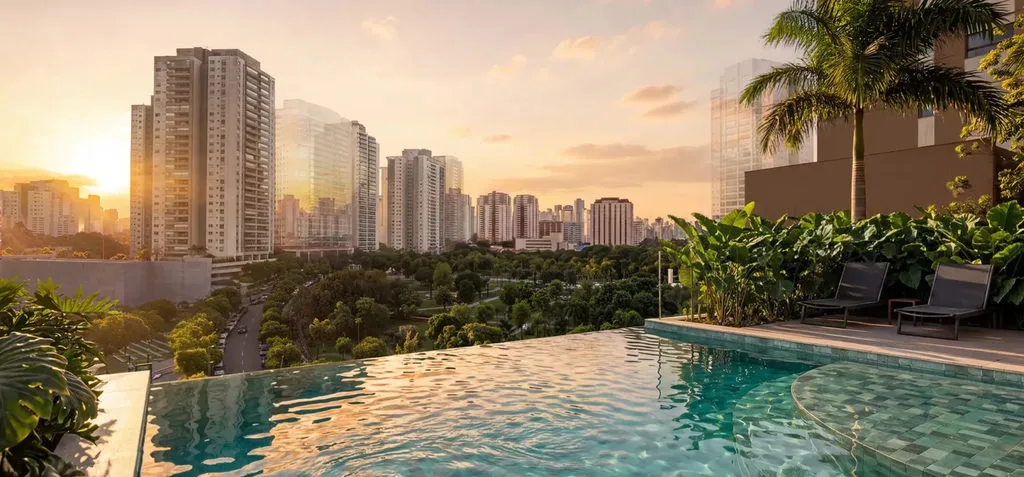 Piscina com borda infinita do Sequoia, Jardim das Perdizes