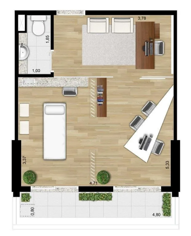 Planta do Skyline Intelligent Business – Comercial em Chácara Santo Antônio — 33,79 m²
