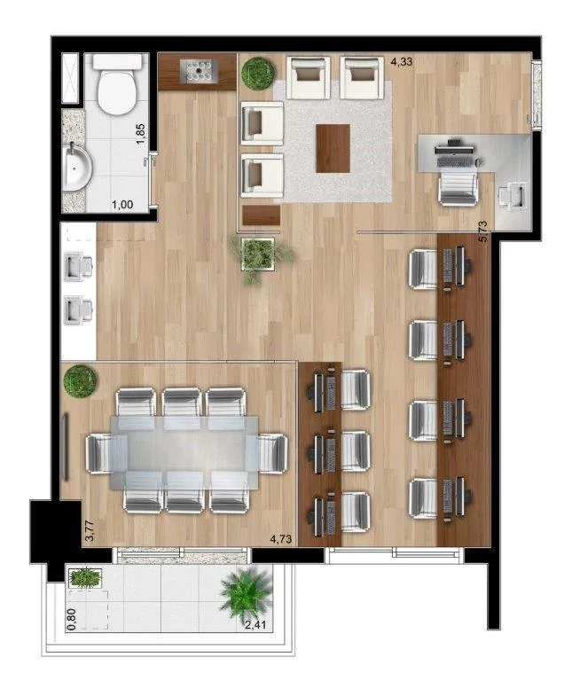 Planta do Skyline Intelligent Business – Comercial em Chácara Santo Antônio — 35,41 m²