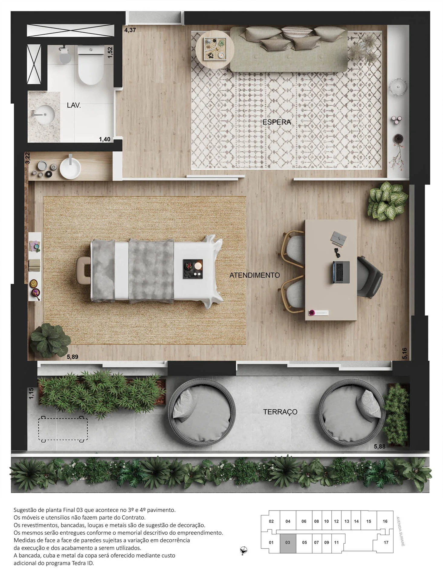 Planta do Soma Perdizes – Comercial em Perdizes — 42,5 m²