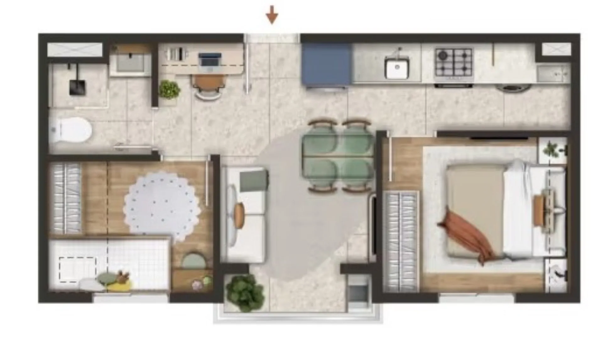 Planta do Unnia Verdá em Cursino — 2 dormitórios – 35,26 m²