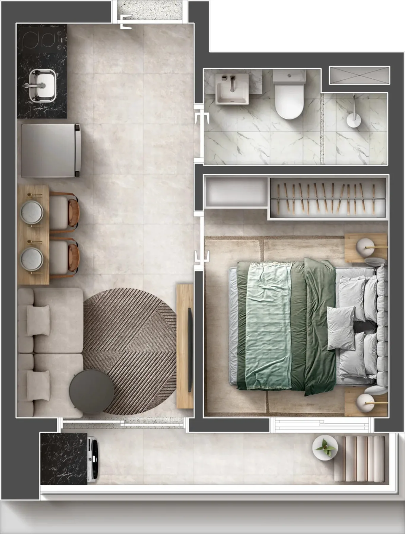Planta do Upside Vista Vila Prudente em Vila Prudente — 1 dormitório – 27 m²