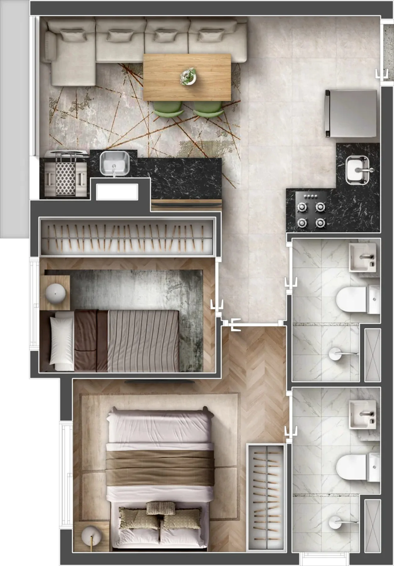 Planta do Upside Vista Vila Prudente em Vila Prudente — 2 dormitórios – 37,33 m²