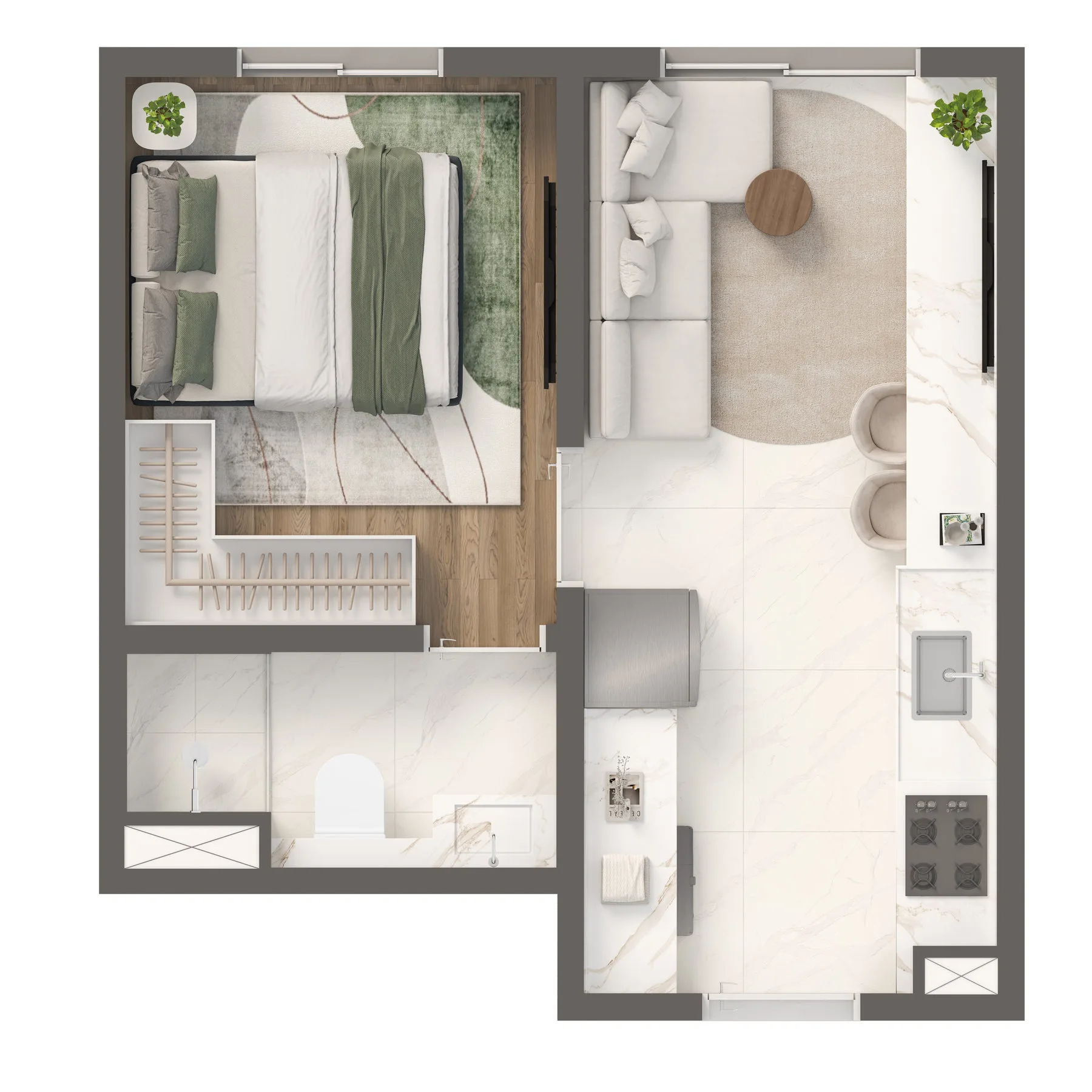 Planta do Vivaz Alto do Pari em Brás — 1 dormitório – 24,12 m²