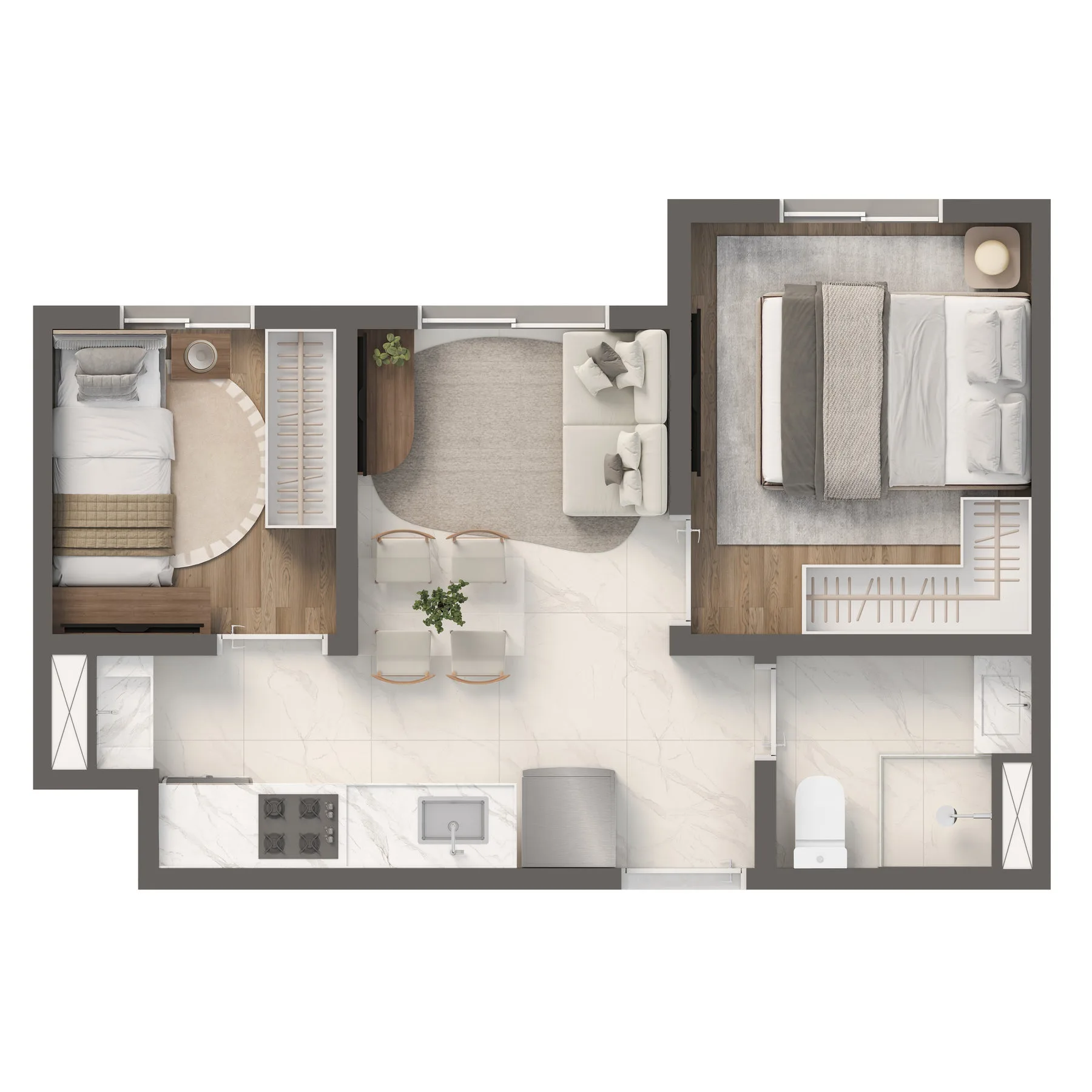 Planta do Vivaz Alto do Pari em Brás — 2 dormitórios – 30,12 m²