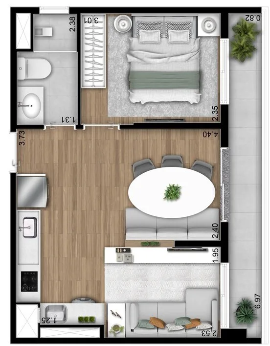Planta do Welconx Chácara Klabin em Ipiranga — 1 dormitório – 40 m²