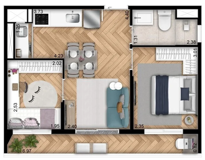 Planta do Welconx Chácara Klabin em Ipiranga — 2 dormitórios – 40 m²