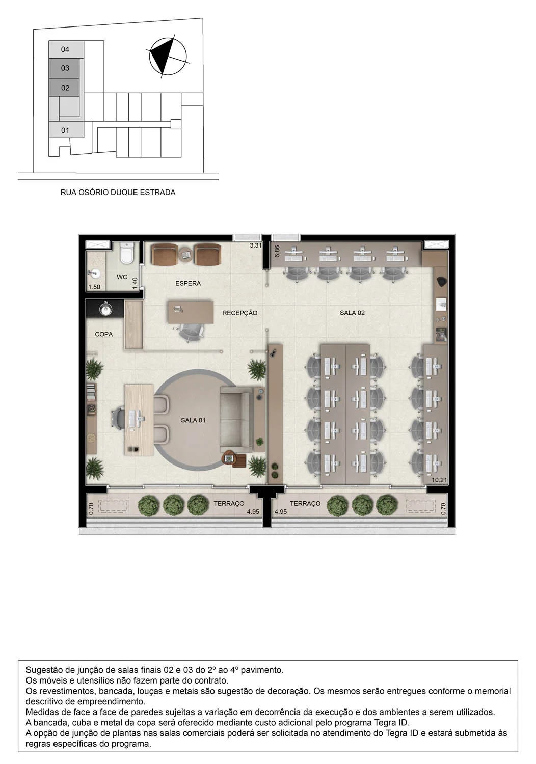 Planta do Zahle Jardins – Comercial em Paraíso — 83 m²