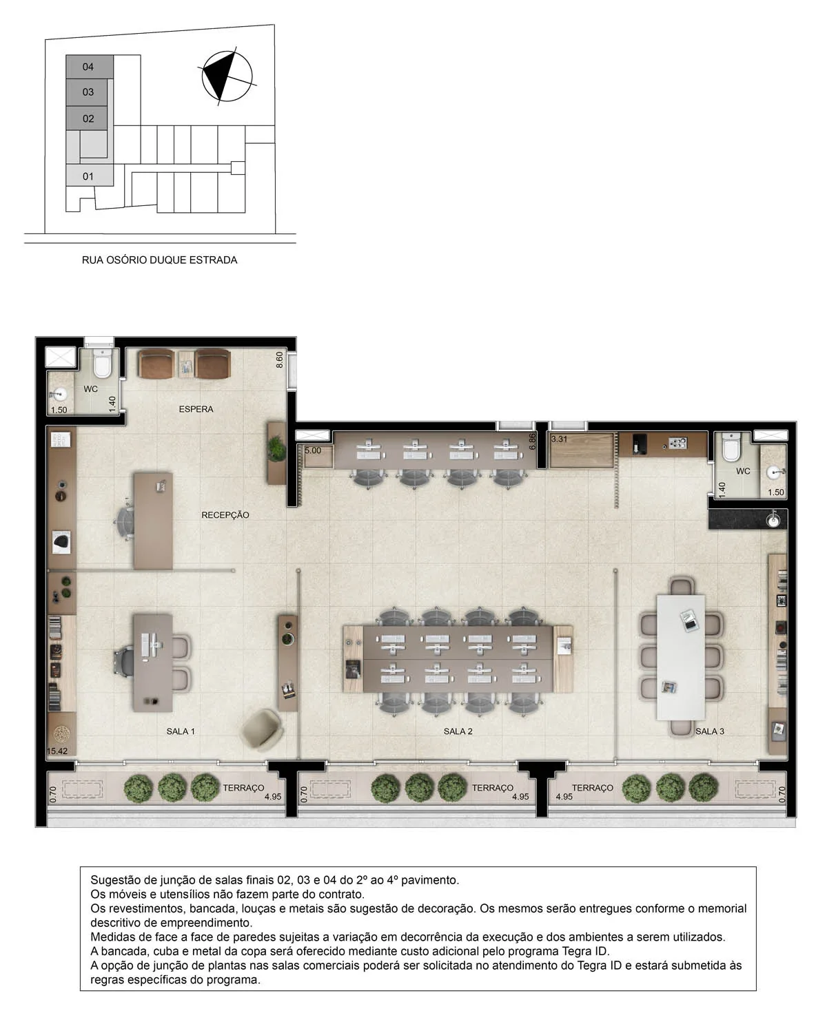 Planta do Zahle Jardins – Comercial em Paraíso — 129 m²