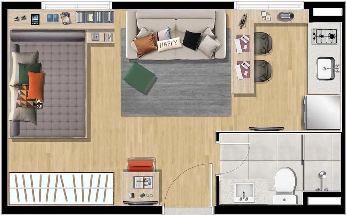 Planta do All Liberdade em Liberdade — 1 dormitório – 24 m² Studio