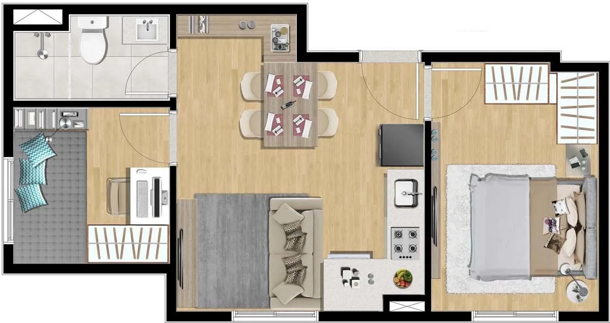 Planta do All Liberdade em Liberdade — 2 dormitórios – 34 m²