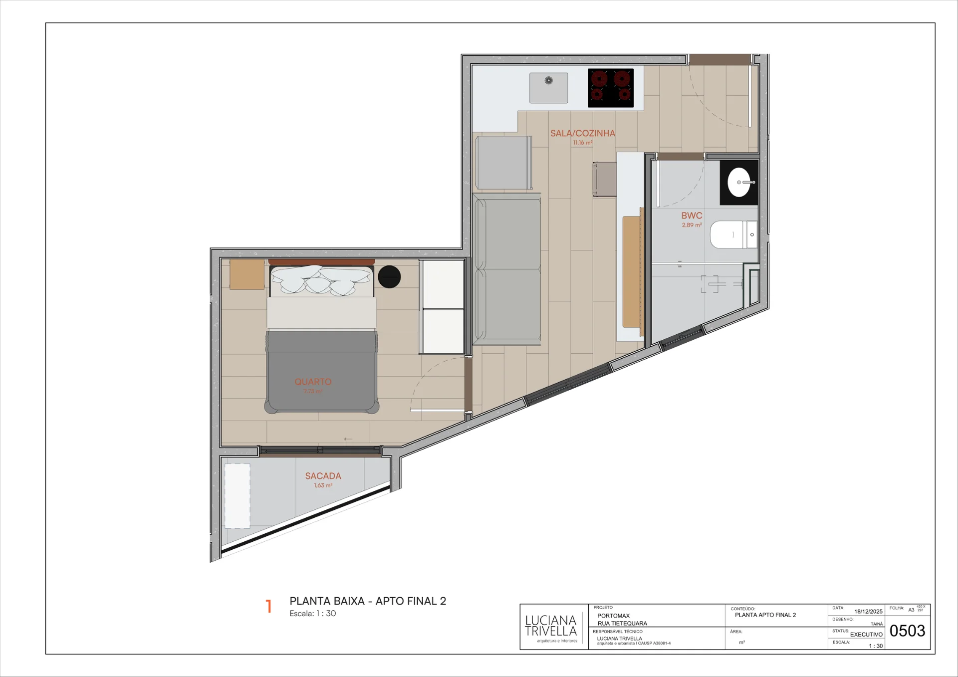 Planta baixa do apartamento final 2 do Allgarve Tatuapé