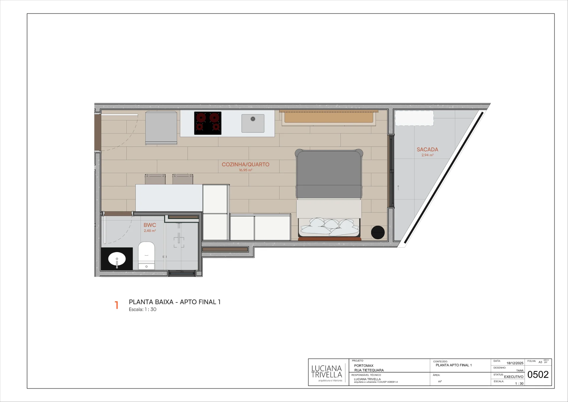 Planta baixa do apartamento final 1 do Allgarve Tatuapé
