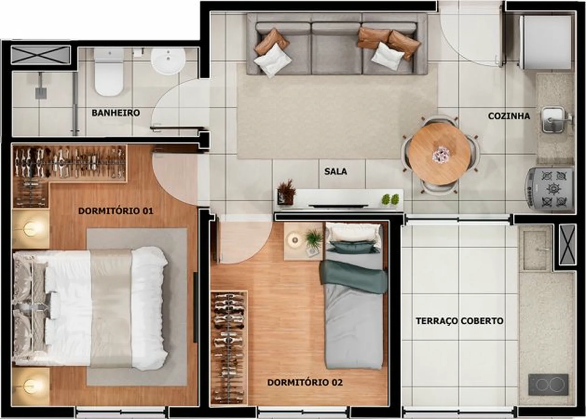 Planta do Altis Pirituba — 2 dormitórios – 36,86 m²