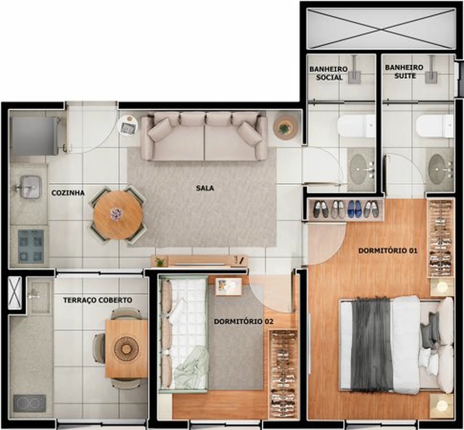 Planta do Altis Pirituba — 2 dormitórios – 42,59 m²