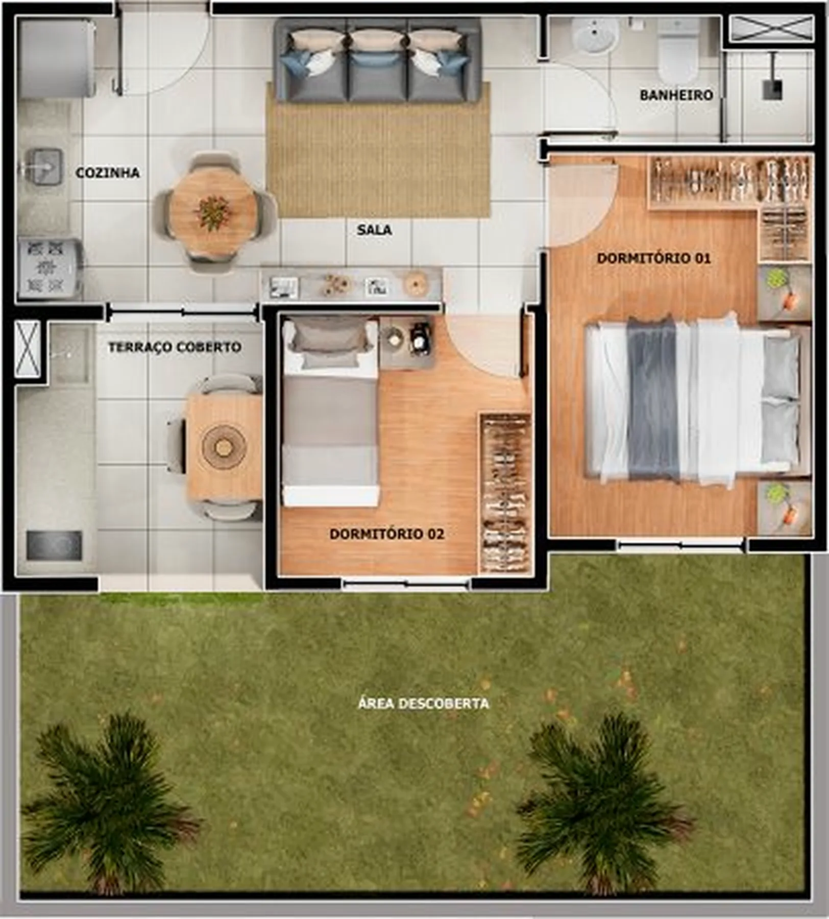 Planta do Altis Pirituba — 2 dormitórios – 51,32 m² Garden