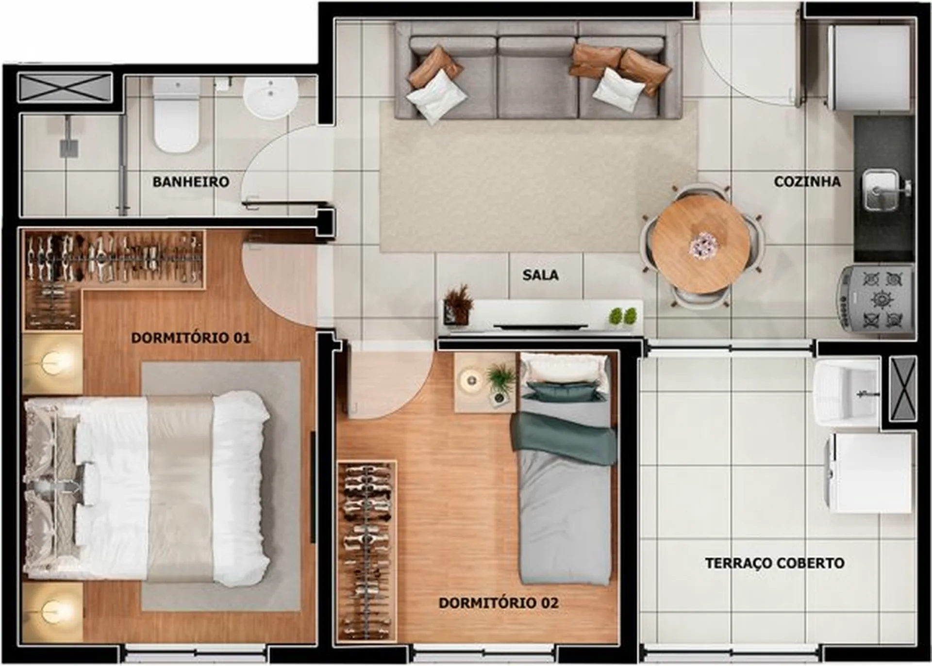 Planta do Altis Pirituba — 2 dormitórios – 36,86 m²