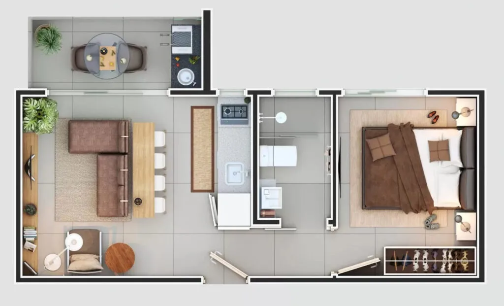 Planta do Arco Verde em Vila Guilhermina — 1 dormitório – 23 m²