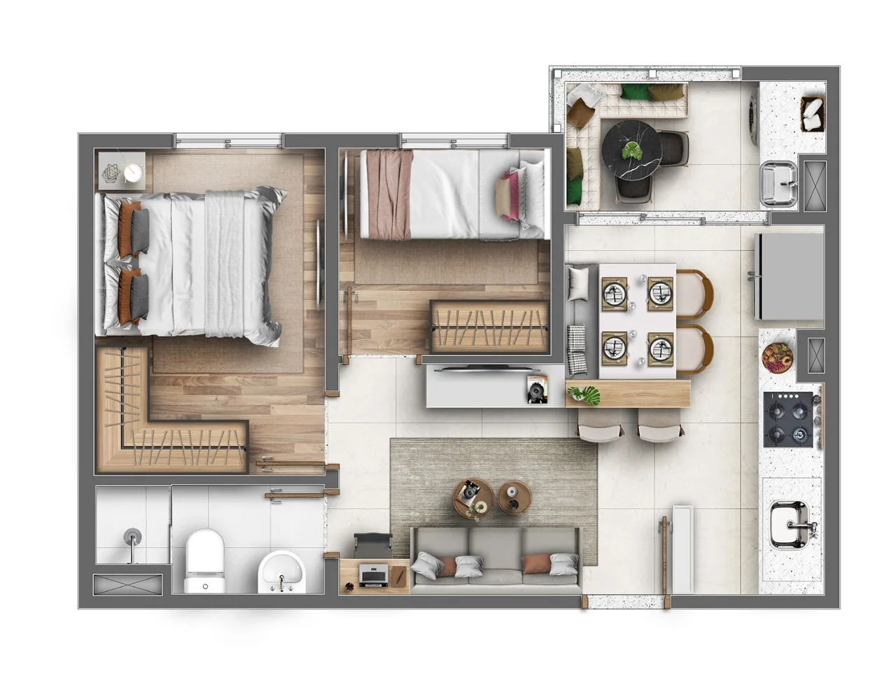 Planta do Arcos Itaquera em Itaquera — 2 dormitórios – 40,19 m²