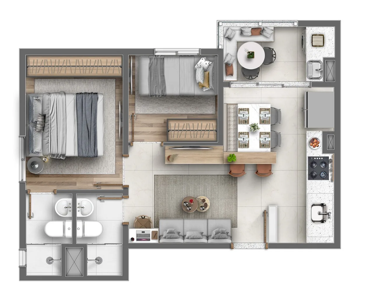 Planta do Arcos Itaquera em Itaquera — 2 dormitórios – 42,57 m²